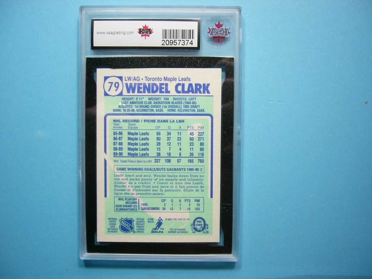1990/91 O-PEE-CHEE NHL HOCKEY CARD #79 WENDELL CLARK KSA 10 GEM