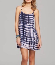 MINKPINK Tie Dye Navy Blue Pink Spaghetti Strap Babydoll Slip Dress Sz XS
