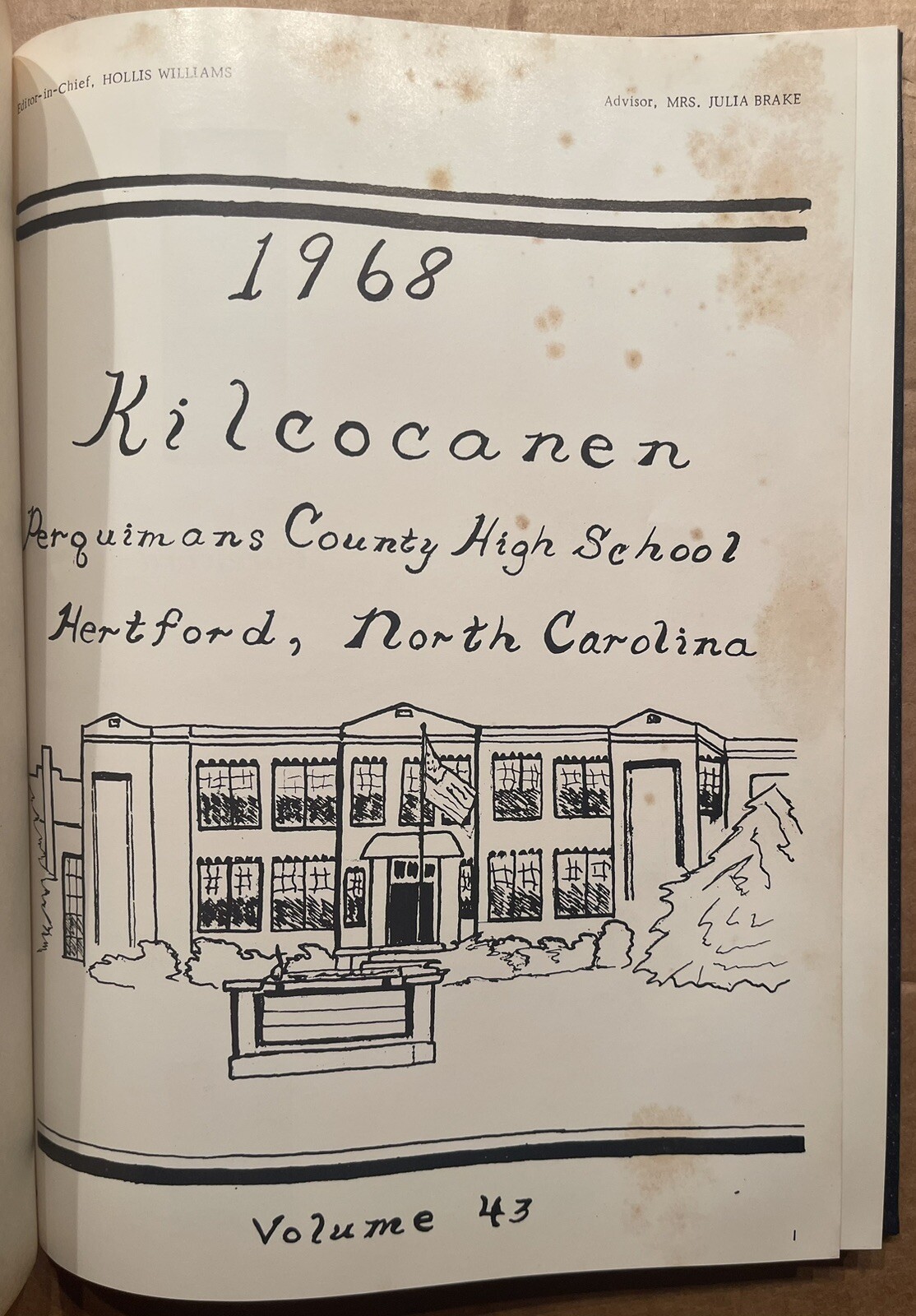 1968 PERQUIMANS COUNTY HIGH SCHOOL YEARBOOK, THE KILCOCANEN, HERTFORD