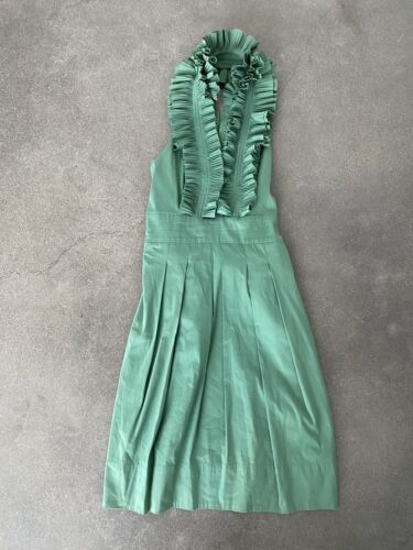 BCBG Maxazria Green Ruffle Halter Dress women's sz 2 - Picture 1 of 13