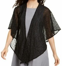 Cejon Womens One Size Draped Shawl Black with Squiggle Sequins Evening Wear New