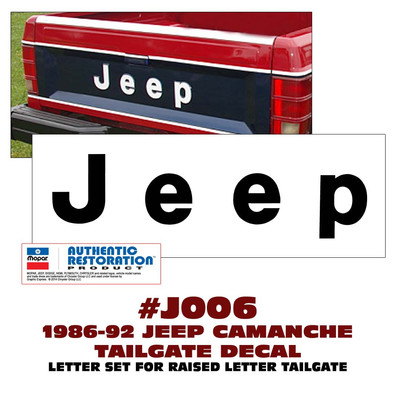 QJ-J006 1986 1987 1988 1989 1990 1991 1992 JEEP COMANCHE MJ TAILGATE DECAL