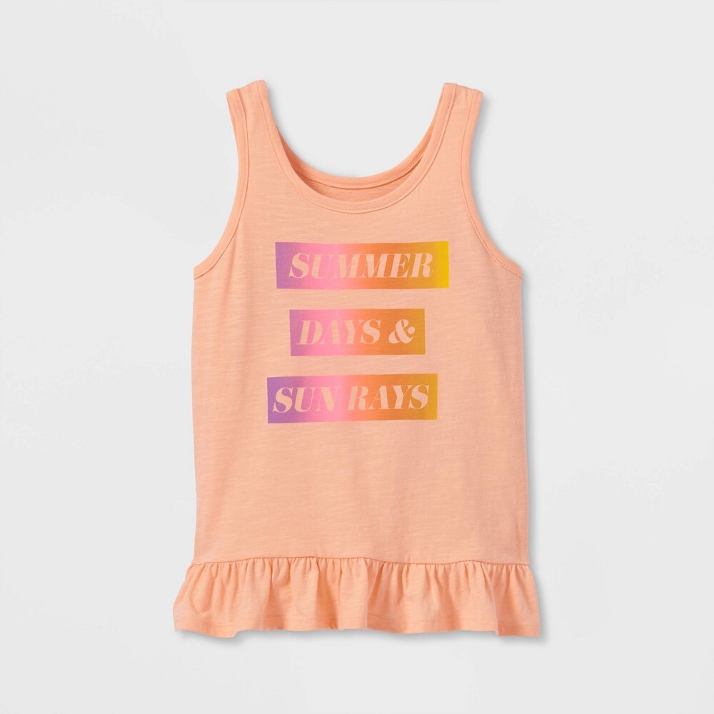 Girls' Printed Tank Top - Cat & Jack Peach XXL Plus (Size 18