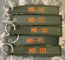 5 Double-Sided "MIL-TEC" Key Chain Keychains Luggage Tag Fob Split Ring Pull Tab
