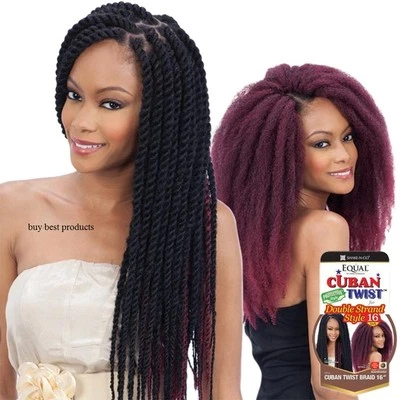 Freetress Equal Synthetic Afro Hair Extension CUBAN TWIST BRAIDS 12, 16, 24 inch