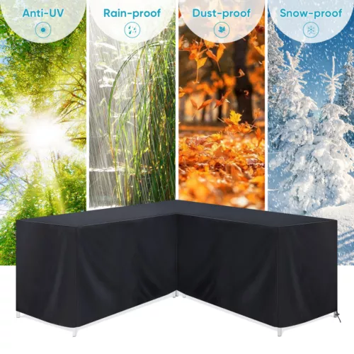 Waterproof L Shaped Garden Furniture-Cover Heavy Duty Rattan-Corner Outdoor Sofa - Picture 6 of 11