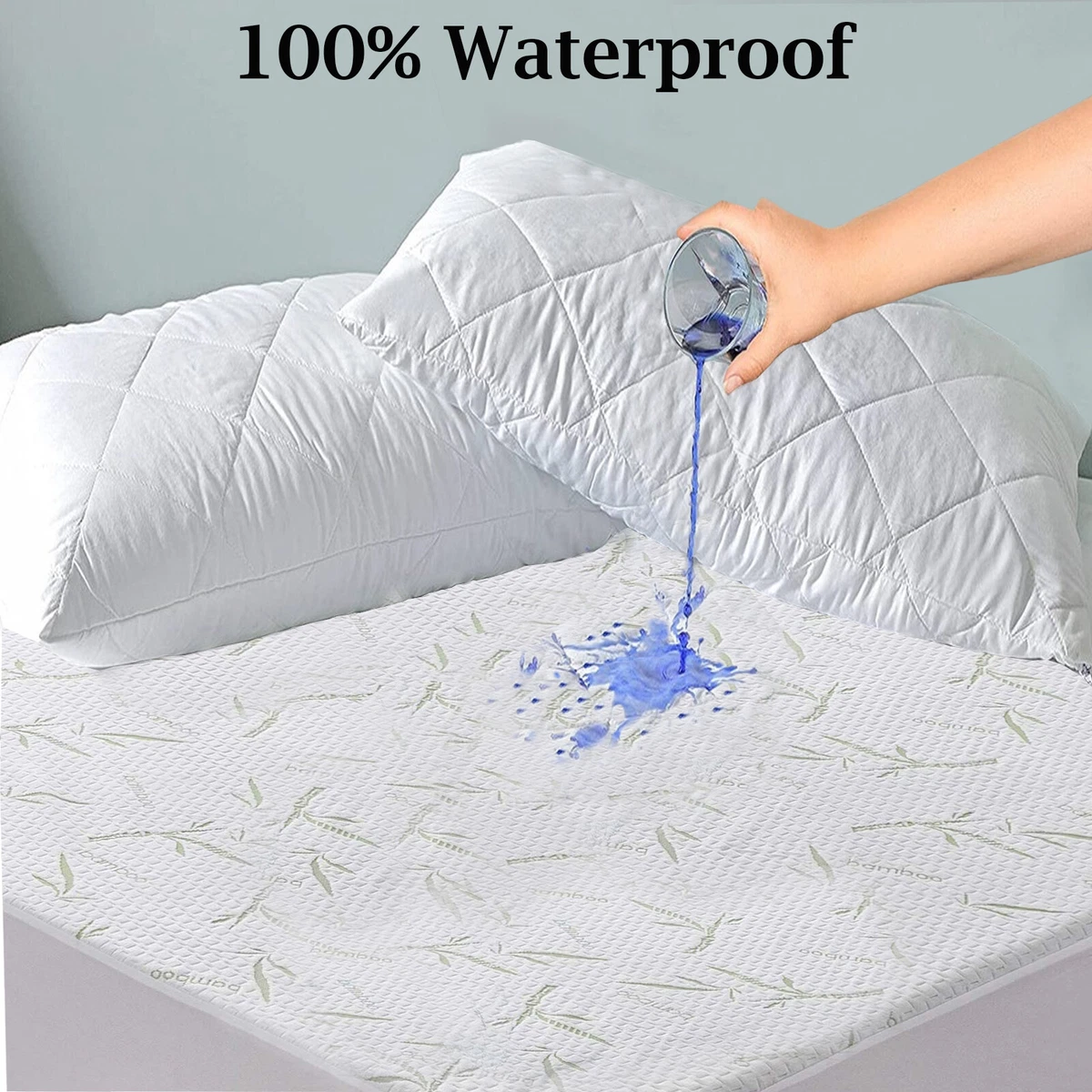 Bamboo Waterproof Mattress Protector Quilted Breathable Premium Mattress  Cover