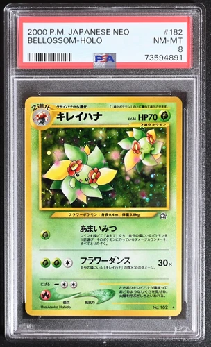 Pokemon Neo 1 Bellossom Holo Japanese 2000 PSA8 Fresh Grade (April 2023) #189