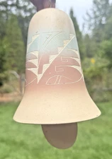 Navajo Native American Etched Clay Wind Chime Signed Pottery Bell Southwestern