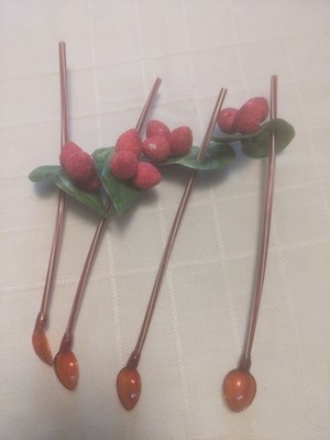 Set of four strawberry cocktail stirs/swizzle sticks