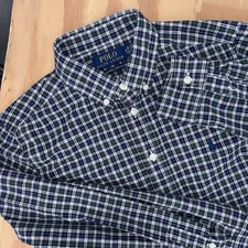 Polo Ralph Lauren Navy Green Tartan Plaid 14-16 Large Holiday Natural Stretch