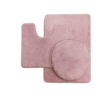Solid Light Pink Bathroom Rug 3 PCS Set Super Soft Anti Slip Bath Mats Decor
