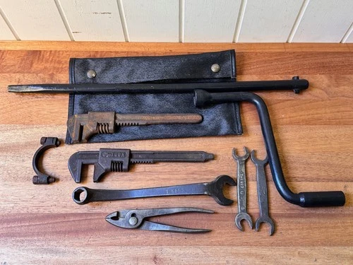 Vintage FORD Model A Genuine Tool Kit Wrenches Engine Crank Tool Wallet USA