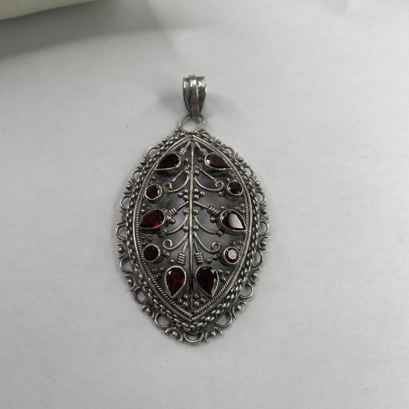 Large Solid Sterling Vintage Open Work Pendant 18g - image 2