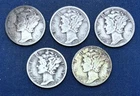 1938-P, 1938-D (3), 1938-S   Mercury Silver Dimes     Combined shipping avail.