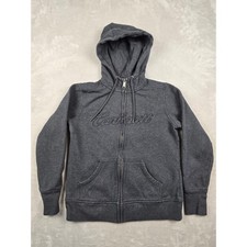 Carhartt Full Zip Hoodie Women M Grey Embroidered Script Logo 100704