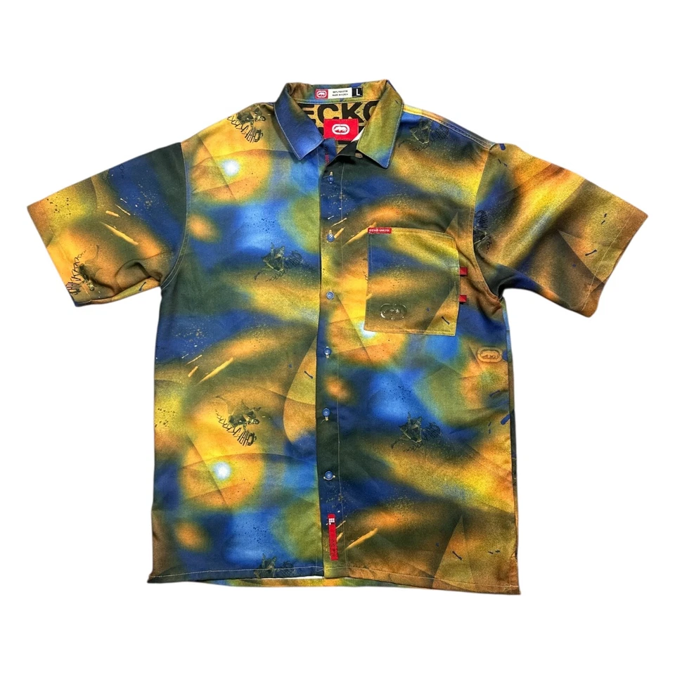 Vintage Y2K Ecko Marvel Wolverine All Over Print S/S Button Shirt Mens Large - Image 2 of 4