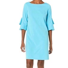 NWT Nine West Aqua Long Sleeve Mini Dress | Flared/Bell Sleeves | Size 4
