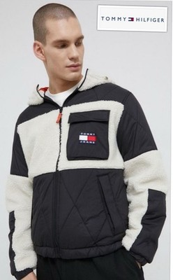 Tommy Hilfiger Puffy Coat Men Med Sherpa Quilt Winter Jacket Gorpcore Streetwear