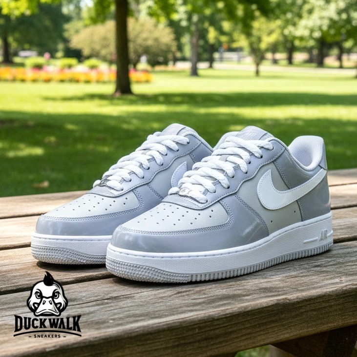 Size 9.5 - Nike Air Force 1 '07 LV8 Wolf Grey Patent for sale