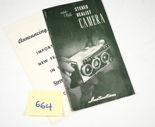 Original Instructions for the Stereo Realist 3D camera - plus supplement