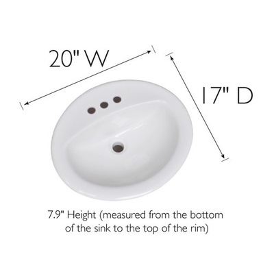 #ad Design House Oval Drop In Bathroom Sink 20x17 White Vitreous China Basin $69.99