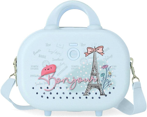 Bonjour Borsa Da Toilette Adattabile Con Tracolla Blu 29X21X15 Cm ABS Rigido 9,1 - Foto 11 di 12