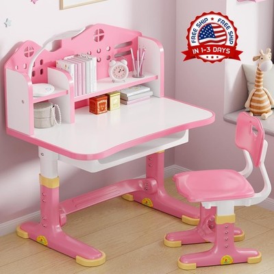 Juego De Escritorio y Silla Para Ninos Niñas Para Computadora Estudio Nuevo Rosa