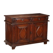 Credenza Barocca Antica Noce Decorazioni Italia XVIII Secolo Originale