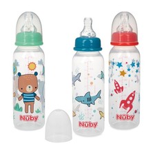Baby Bottles 4 oz 3 Pack Non Drip Vari Flo Boy Nuby Standard Neck Flow