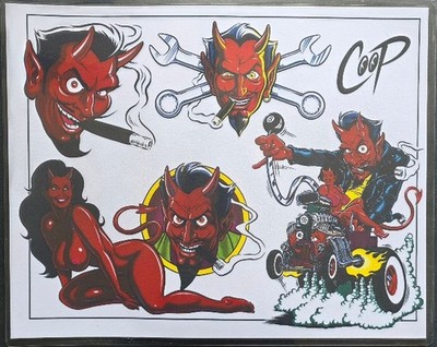 Coop Mark Of The Beast Shop Used Laminated Tattoo Flash Set 13