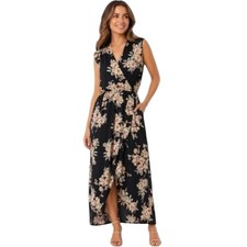 ASTR the Label Black Floral Open Back Maxi Dress Size Small