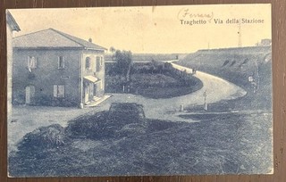 Vecchia Cartolina Traghetto Argenta Ferrara Via della Stazione FP VG anni 30