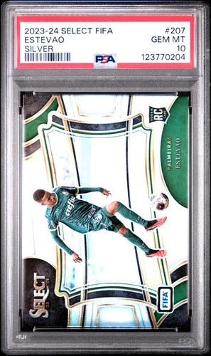 2023-24 Panini Select FIFA Field Level Estevao #207 Silver Prizm Rookie PSA 10