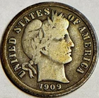 1909 o Silver Barber Dime. Better Date