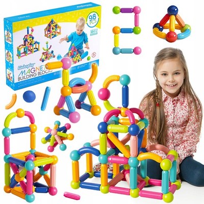 Magnetische Konstruktionsbausteine Stäbchen Kugeln XXL Set 98-teilig