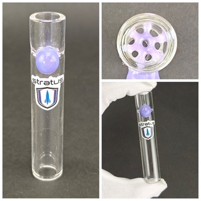 Stratus Glass Chillum with built-in honeycomb filter - Purple Slime- one hitter