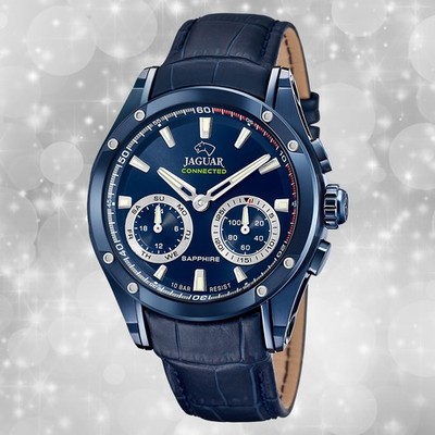 Jaguar Herrenuhr Leder blau Jaguar Connected Armbanduhr UJ961/1