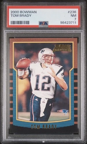 2000 Bowman Tom Brady Rookie Goat Patriots #236 PSA 7