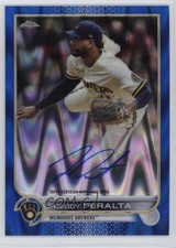 2022 Topps Chrome Veteran Blue RayWave Refractor 34/150 Freddy Peralta Auto 1m8