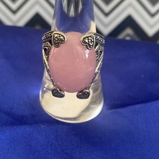 Intricate Rose Quartz 925 Ring Size 8