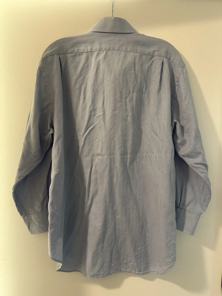 Sid Mashburn 人字形蓝色传播领正装衬衫美国制造 16 领 — 第 3/4 张图片