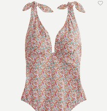 J Crew Liberty Arts Tie-Shoulder Swimsuit Eloise Floral One Piece NWT Size 24