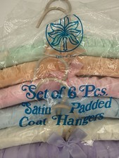 1991 Vintage Twice A Year Set Of 6 Satin Padded Coat Delicate  s Hangers Pastels
