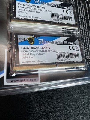 G.SKILL Ripjaws 32GB PC4-25600 (DDR4-3200) SO-DIMM Memory 3200C22D-32GRS