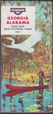 Standard Oil Gasoline Road Map Georgia & Alabama 1961