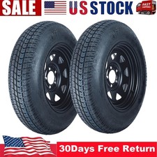 St17580d13 Trailer Tires With 13 Black Steel Rims 6 Ply Load Range C 2 Pack