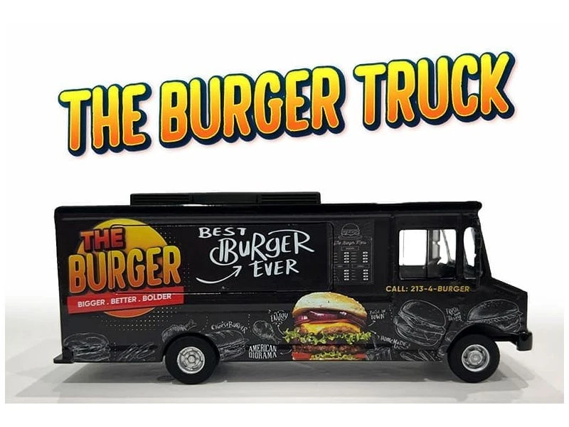 USA - STEP VAN Food Truck - The Burger  - black - American Diorama 1:64 - Photo 2/4