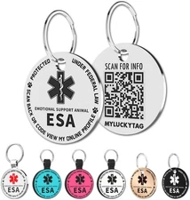 QR Code ESA Emotional Support Dog ID Tag - Pet Online Profile - Scan QR Recei...