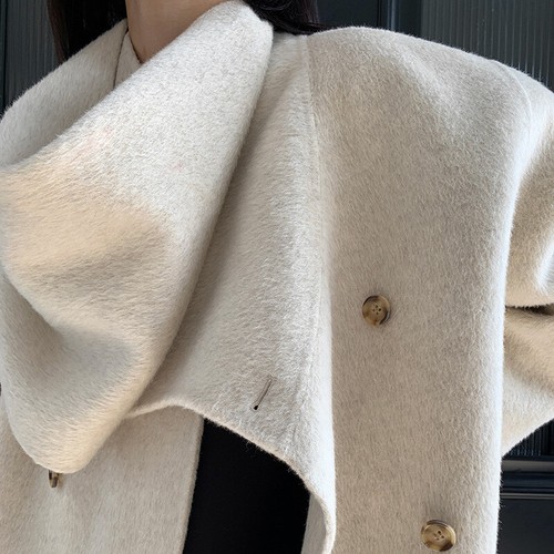 Women Long Wool Coat Shawl Collar Trench Coat Soft Warm Winter Outwear Elegant - Bild 9 von 40